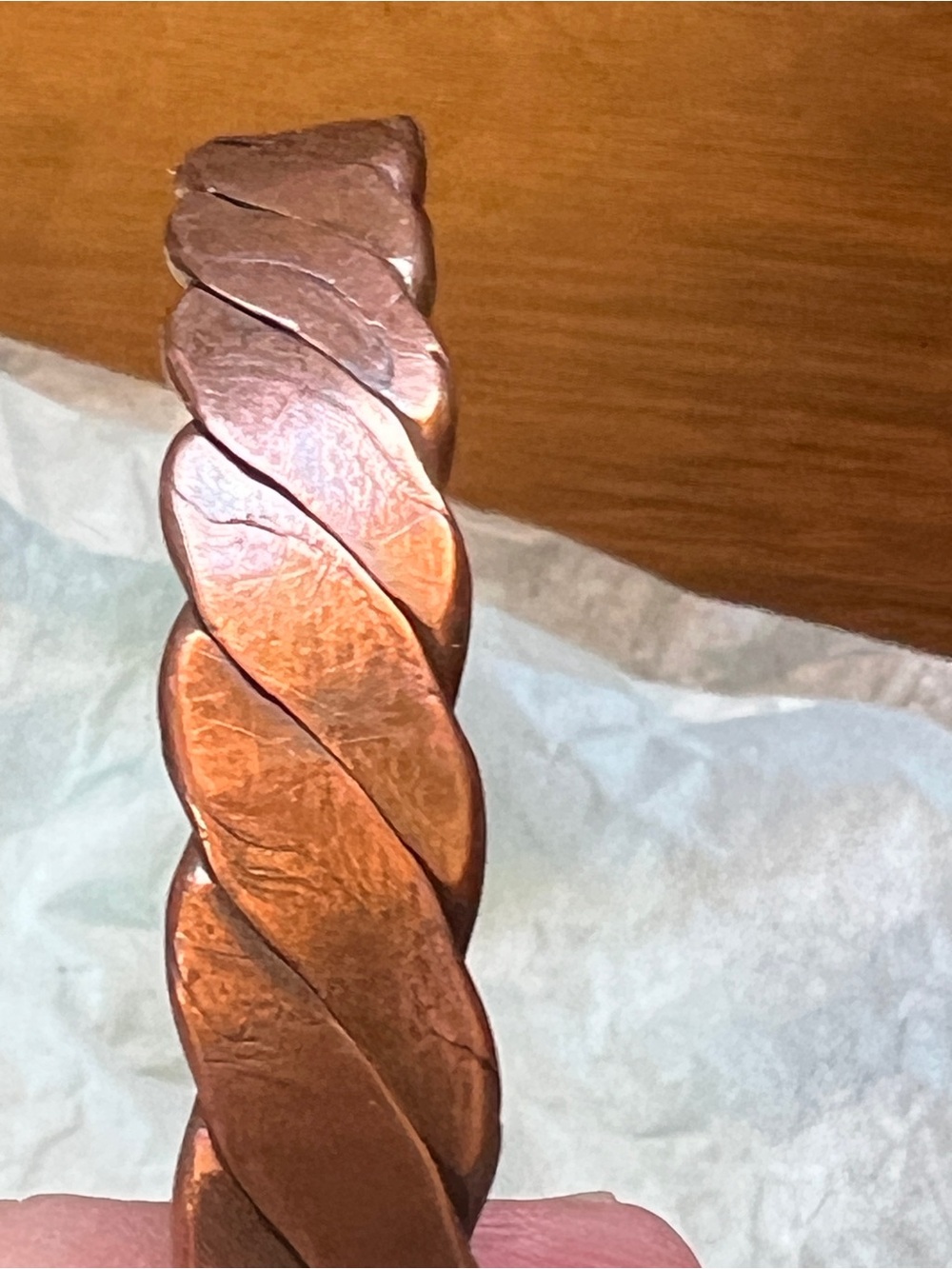 Vintage Aged Twisted Copper Cuff Bracelet - Picture 5 of 7